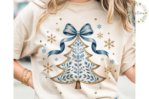 Blue Gold Chinoiserie Christmas PNG & Illustrations