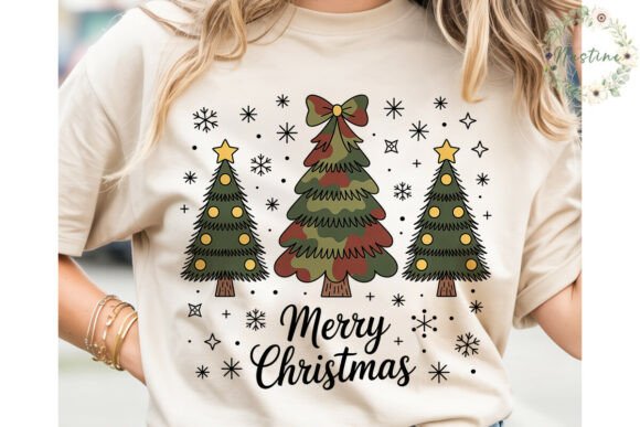 Camo Christmas Tree Sublimation Design Illustrations