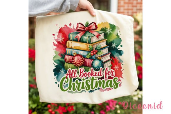 Christmas Book Tree Sublimation Design & Illustrations