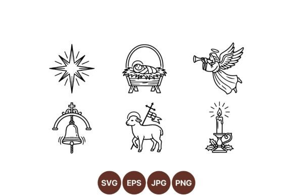 Christmas Nativity Line Art SVG: Illustrations for Crafters