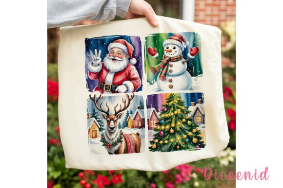 Festive Christmas Grid PNG Clipart for Illustrations