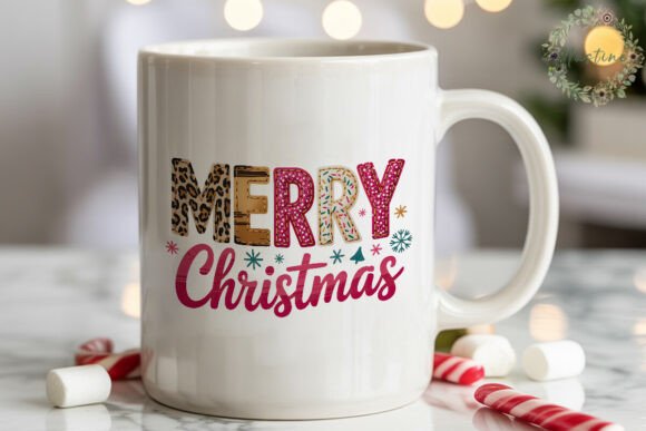 Merry Christmas Glitter Leopard PNG: Festive Illustrations