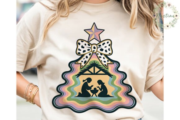 Pastel Nativity Christmas Tree PNG: Soft Illustrations