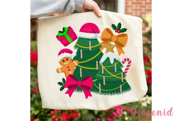 Reviewing Festive Pink Green Christmas PNG Clipart for Embroidery